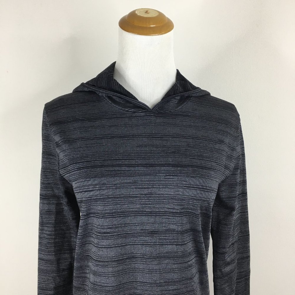 Fabletics Fitted Black Gray Striped Thumbholes Ho… - image 6